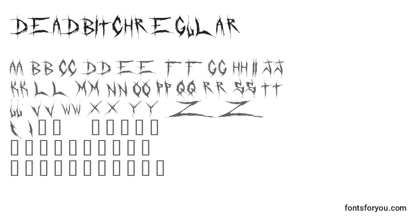 A fonte DeadbitchRegular – alfabeto, números, caracteres especiais