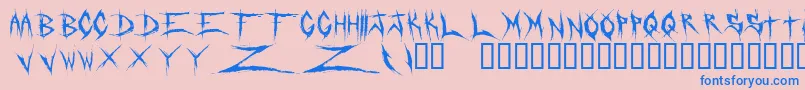 DeadbitchRegular-Schriftart – Blaue Schriften auf rosa Hintergrund