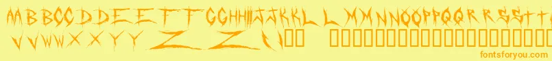 Czcionka DeadbitchRegular – pomarańczowe czcionki na żółtym tle