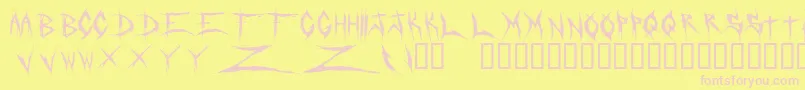DeadbitchRegular-fontti – vaaleanpunaiset fontit keltaisella taustalla