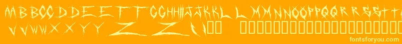 DeadbitchRegular-Schriftart – Gelbe Schriften auf orangefarbenem Hintergrund