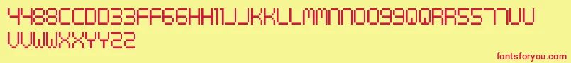Шрифт DigitalCognitiveFreePromo – красные шрифты на жёлтом фоне