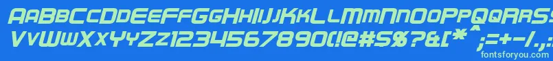 RegenBoldItalic Font – Green Fonts on Blue Background