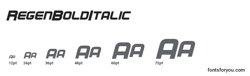 RegenBoldItalic Font Sizes
