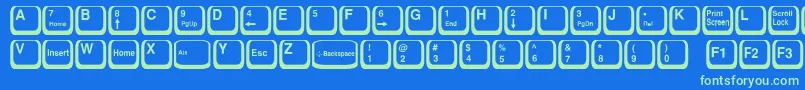 KeyTop Font – Green Fonts on Blue Background