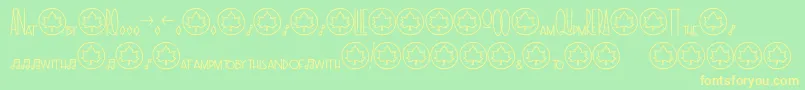 TheraSymbolsandligatures2-Schriftart – Gelbe Schriften auf grünem Hintergrund