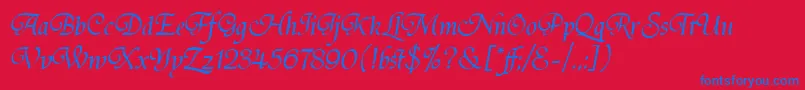 Fonte TirantiSolidLetPlain.1.0 – fontes azuis em um fundo vermelho
