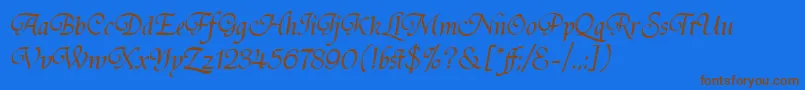 TirantiSolidLetPlain.1.0-Schriftart – Braune Schriften auf blauem Hintergrund