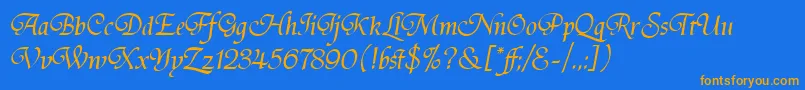 Fonte TirantiSolidLetPlain.1.0 – fontes laranjas em um fundo azul