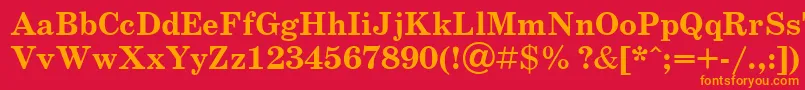 フォントSchoolbookBoldCyrillic – 赤い背景にオレンジの文字