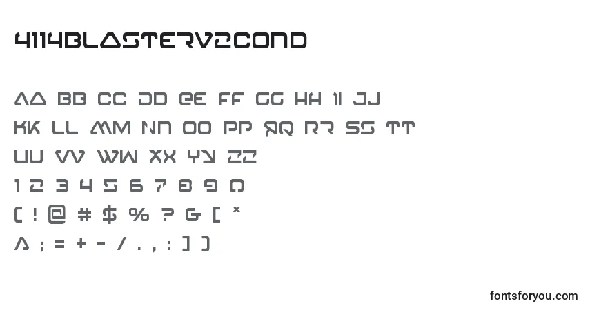 Czcionka 4114blasterv2cond – alfabet, cyfry, specjalne znaki