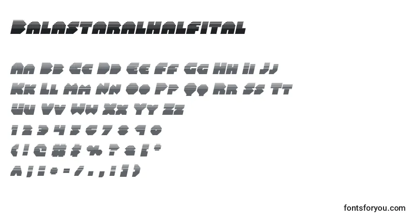 A fonte Balastaralhalfital – alfabeto, números, caracteres especiais