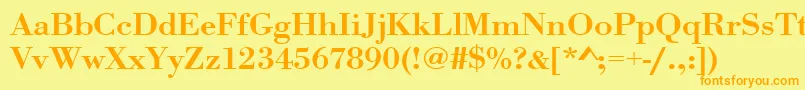 Urwbodonitmedextwid Font – Orange Fonts on Yellow Background