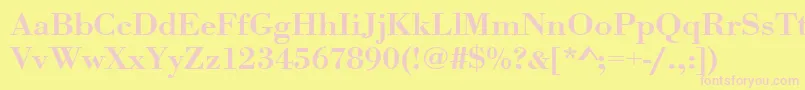 Urwbodonitmedextwid Font – Pink Fonts on Yellow Background