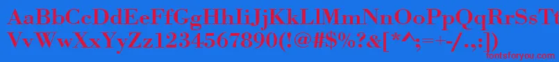 Urwbodonitmedextwid Font – Red Fonts on Blue Background