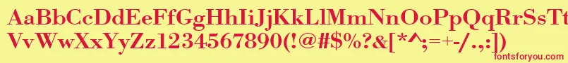 Urwbodonitmedextwid Font – Red Fonts on Yellow Background