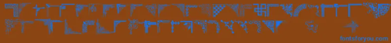 Cornpop-Schriftart – Blaue Schriften auf braunem Hintergrund