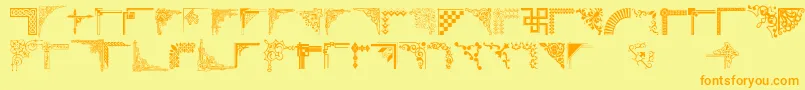 フォントCornpop – オレンジの文字が黄色の背景にあります。