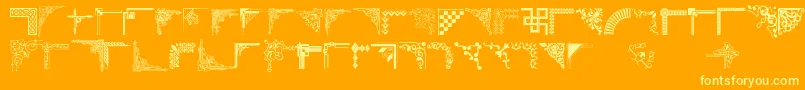 Cornpop-Schriftart – Gelbe Schriften auf orangefarbenem Hintergrund