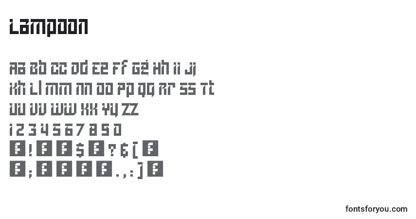 Czcionka Lampoon – alfabet, cyfry, specjalne znaki