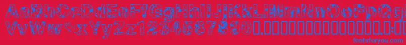 Asylum Font – Blue Fonts on Red Background