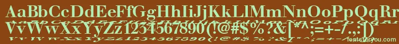 フォントWalbaumFloatBold – 緑色の文字が茶色の背景にあります。