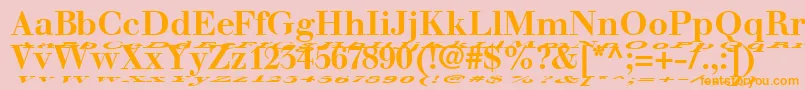 WalbaumFloatBold-Schriftart – Orangefarbene Schriften auf rosa Hintergrund