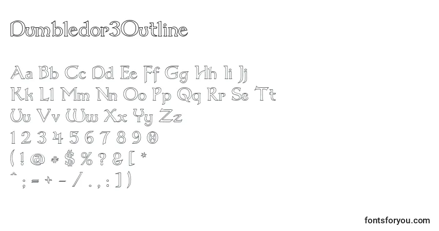 Schriftart Dumbledor3Outline – Alphabet, Zahlen, spezielle Symbole