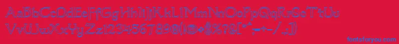 Dumbledor3Outline-Schriftart – Blaue Schriften auf rotem Hintergrund