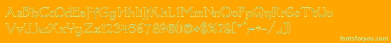 フォントDumbledor3Outline – オレンジの背景に緑のフォント