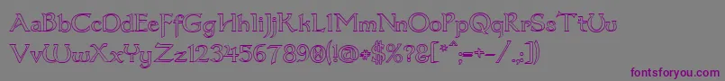 フォントDumbledor3Outline – 紫色のフォント、灰色の背景
