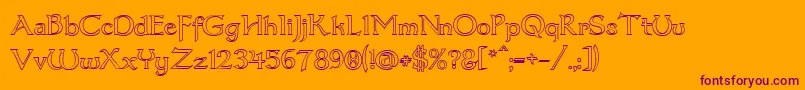 Dumbledor3Outline-fontti – violetit fontit oranssilla taustalla