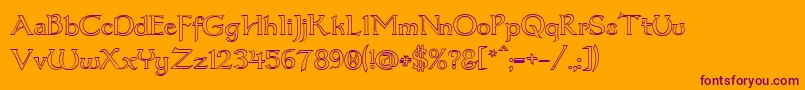 Dumbledor3Outline-Schriftart – Violette Schriften auf orangefarbenem Hintergrund