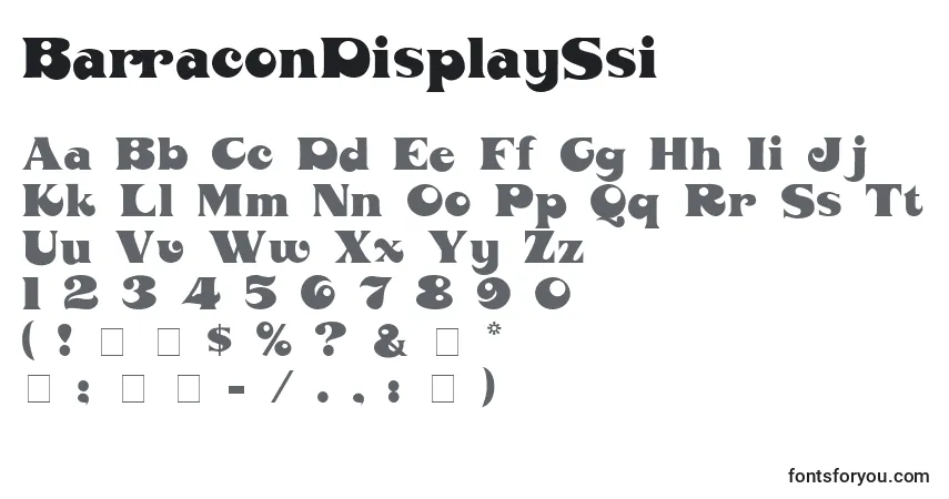 A fonte BarraconDisplaySsi – alfabeto, números, caracteres especiais