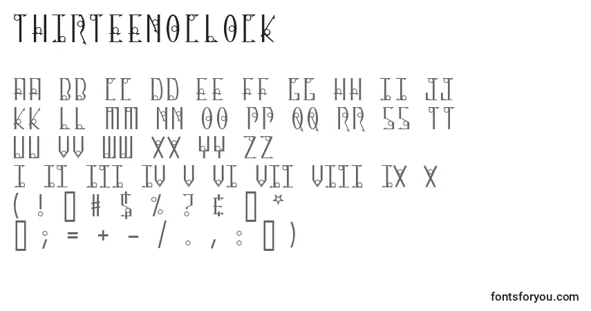 A fonte ThirteenOClock – alfabeto, números, caracteres especiais