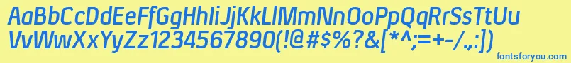 XenurgBolditalic Font – Blue Fonts on Yellow Background