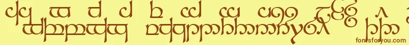 フォントTengwarSindarin1 – 茶色の文字が黄色の背景にあります。