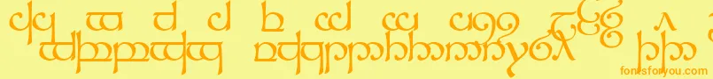 TengwarSindarin1-Schriftart – Orangefarbene Schriften auf gelbem Hintergrund