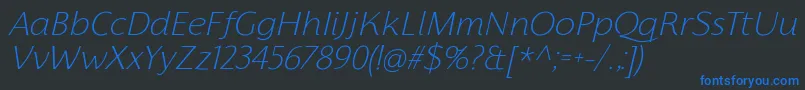 FlorentiaExtralightItalicTrial Font – Blue Fonts on Black Background