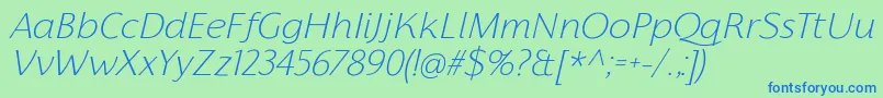 More about FlorentiaExtralightItalicTrial Font FlorentiaExtralightItalicTrial Font – Blue Fonts on Green Background
