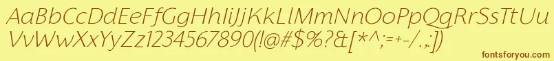 FlorentiaExtralightItalicTrial Font – Brown Fonts on Yellow Background