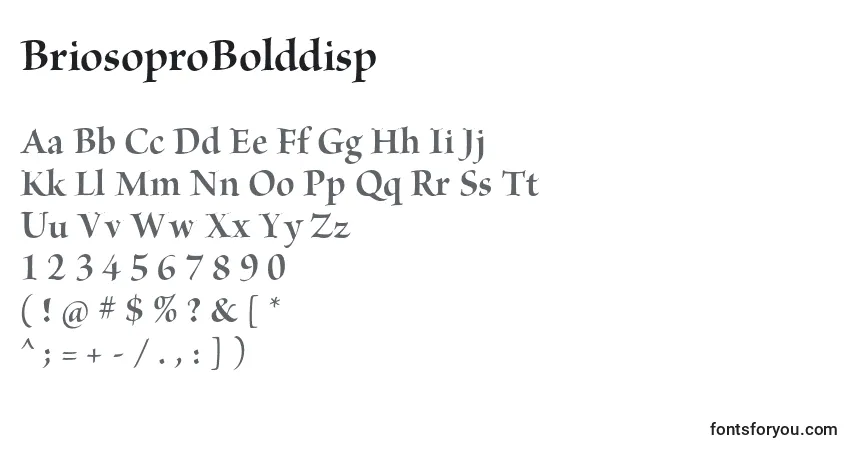 A fonte BriosoproBolddisp – alfabeto, números, caracteres especiais