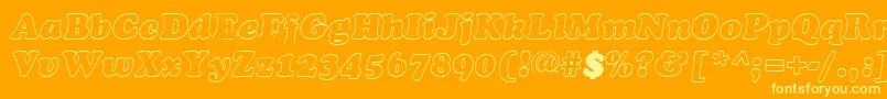 CookiehollowItalic-Schriftart – Gelbe Schriften auf orangefarbenem Hintergrund