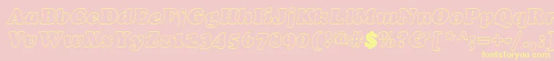 CookiehollowItalic-Schriftart – Gelbe Schriften auf rosa Hintergrund