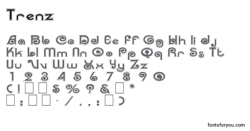 A fonte Trenz – alfabeto, números, caracteres especiais