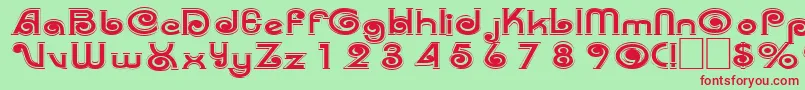 Trenz-Schriftart – Rote Schriften auf grünem Hintergrund
