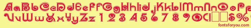 Trenz-Schriftart – Rote Schriften auf gelbem Hintergrund