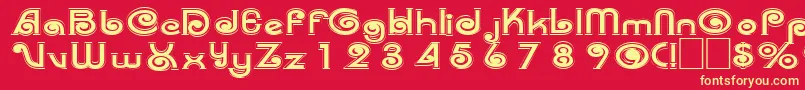 フォントTrenz – 黄色の文字、赤い背景