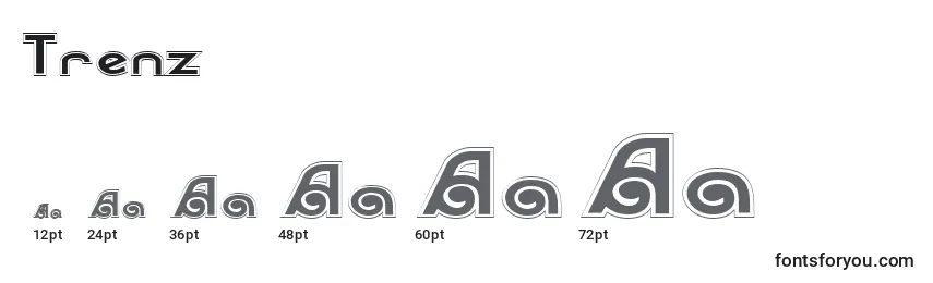 Размеры шрифта Trenz