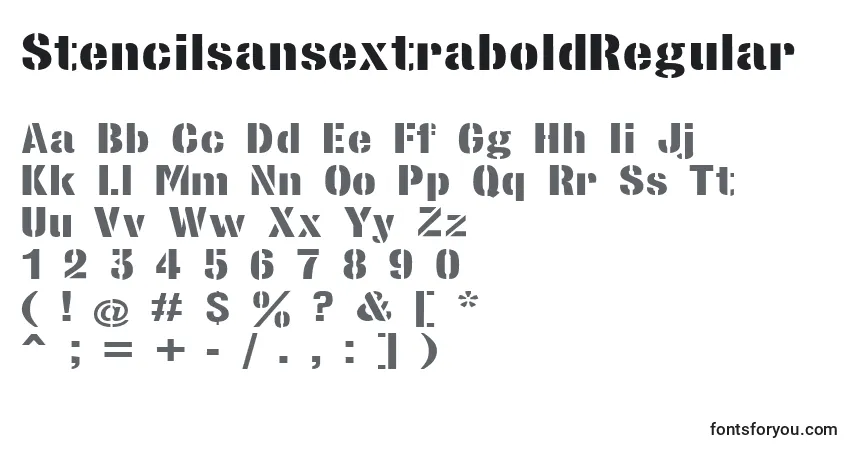 Шрифт StencilsansextraboldRegular – алфавит, цифры, специальные символы